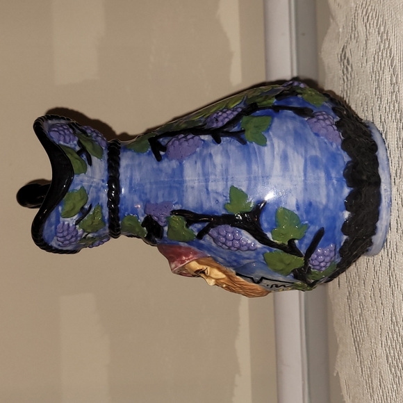 Vintage Hand Painted Pitcher Man & Grapes - Picture 4 of 16